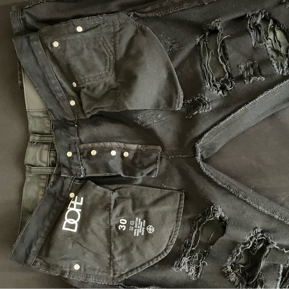 Dope Men’s Black Stredded Skinny Butterfly Skinny Jeans Size 30 - Picture 15 of 16